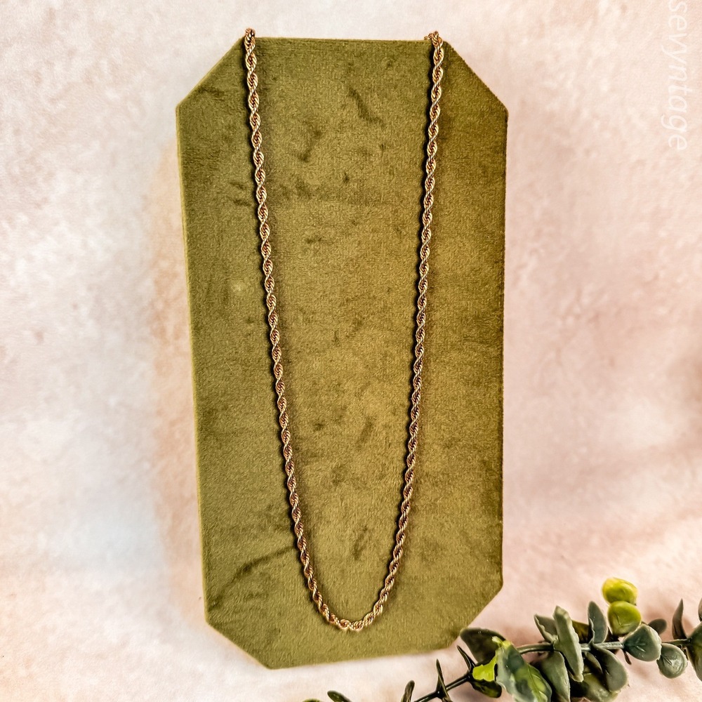 Gold Twisted Rope Chain Necklace - Picture 2 of 5